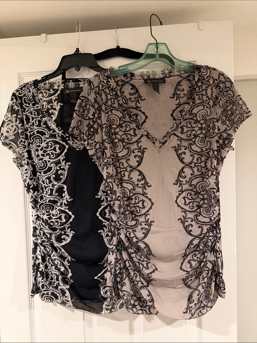 2 - INC International Concepts Short-Sleeve V-Neck Tops in Taupe and Black